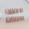 24 Pieces Pure Desire Cat's Eye Nude Wear Nail Small Short T Ballet Nail Flash White Fake Nail Wear Nail Can Be Mixed Batch