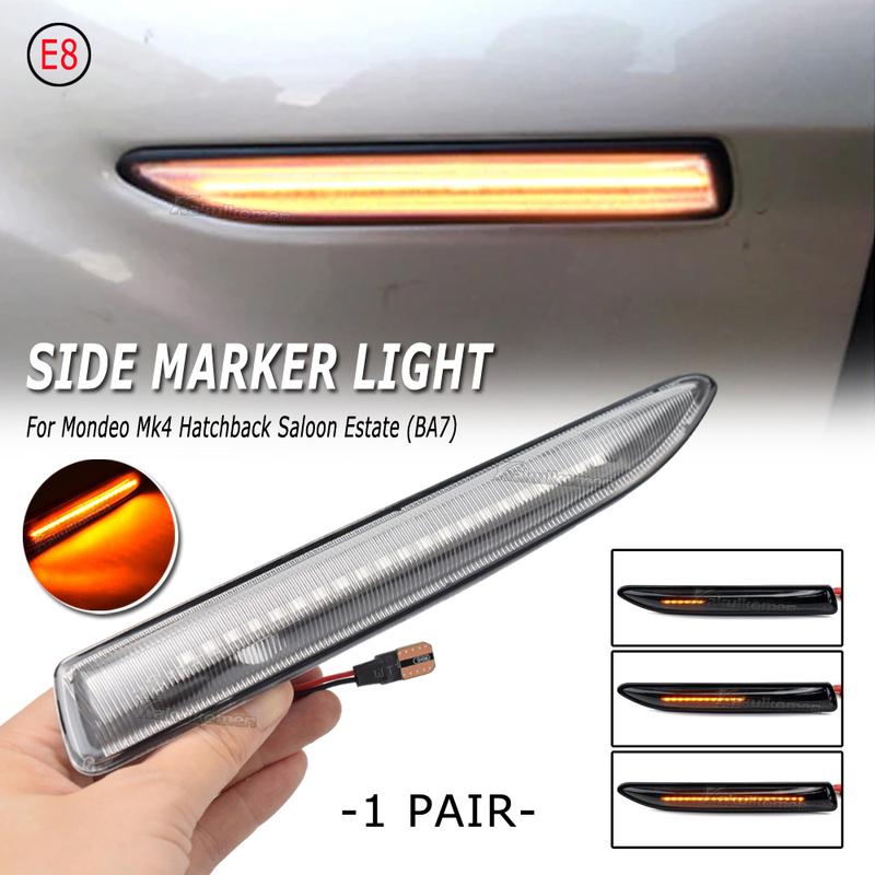 2Pcs LED Dynamic Side Marker Turn Signal Light Sequential Blinker Lamps For Ford Mondeo 4 Mk4 BA7 03.2007-01.2015