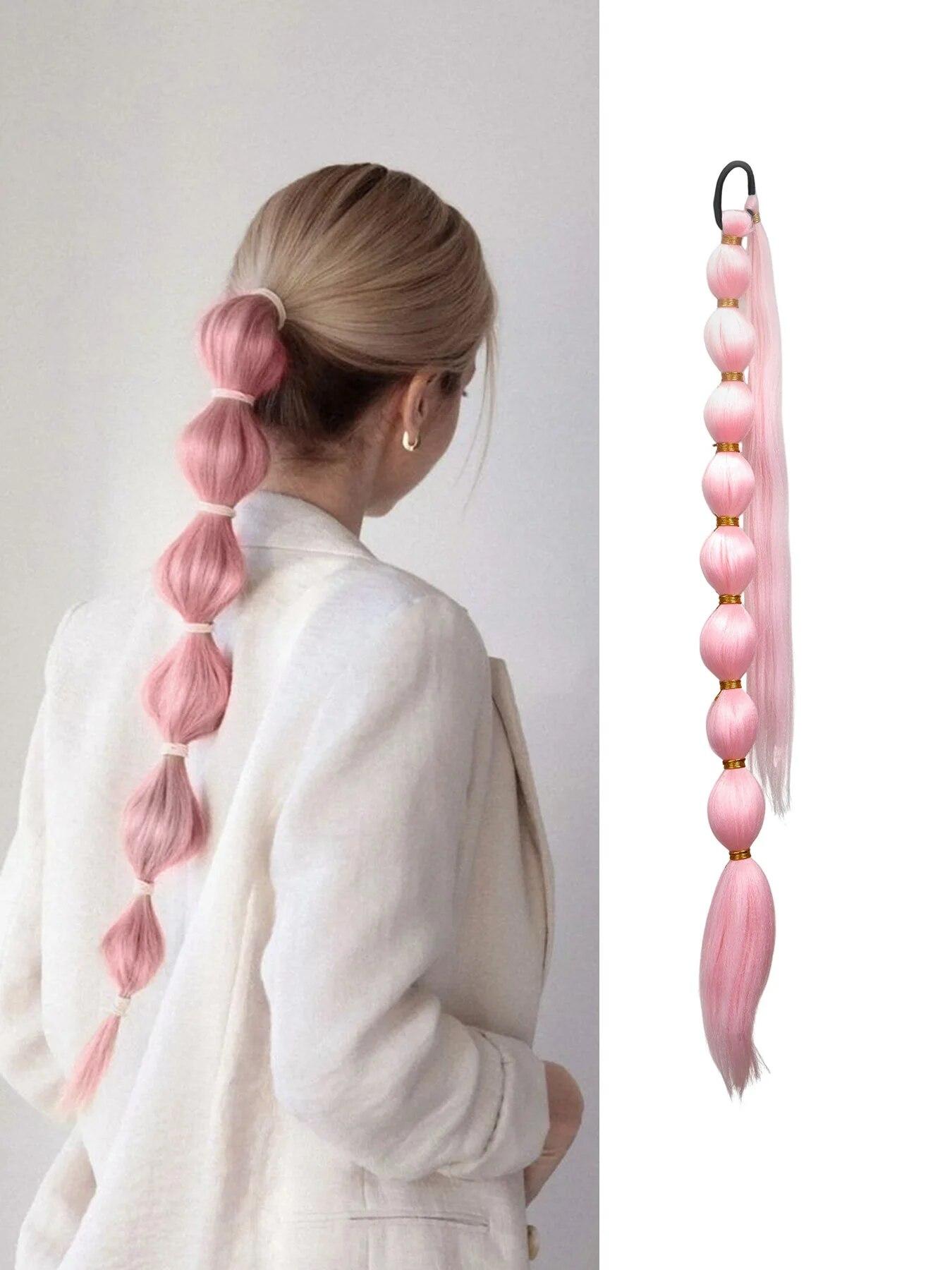 

28 дюймов синтетический пузырь длинный хвост наращивание эластичная резинка для начинающих дружелюбный DIY фонарь хвост для женщин