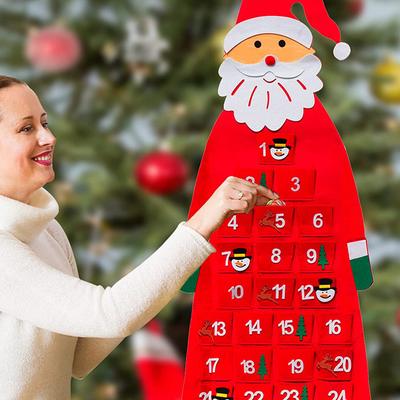 1PC 24 Days For Children Christmas Gift DIY 2024 Christmas Santa Calendar Felt Wall Hanging