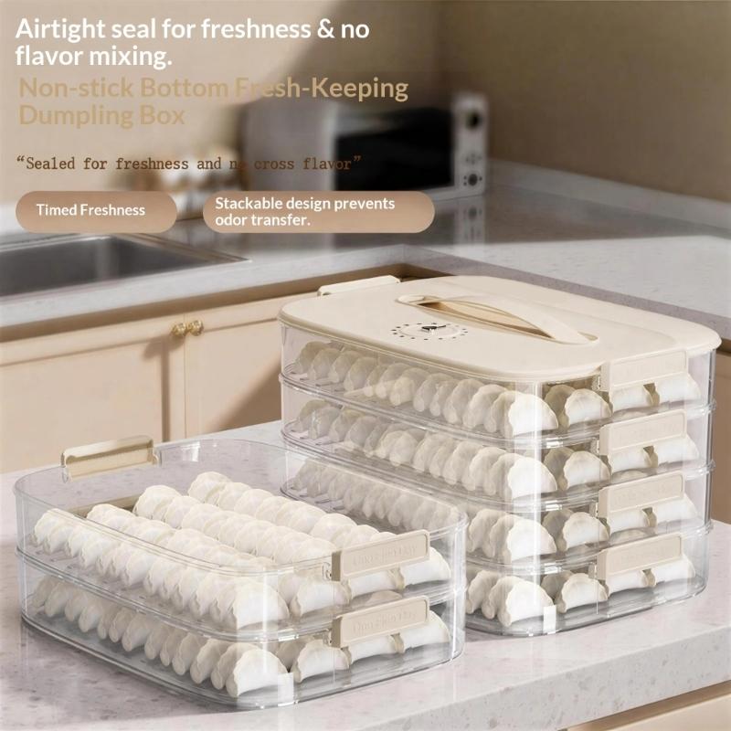 Dumpling Organizers Box Featuring Stackable Designs and Easy Cleaning PP Materials for Kitchen Refrigerator Storage