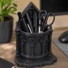 Medieval Gothic Cathedral Brush Holder 3D Printed Black Sculpture Cosmetic Storage Cup Dark Gothic Vanity Home Decor