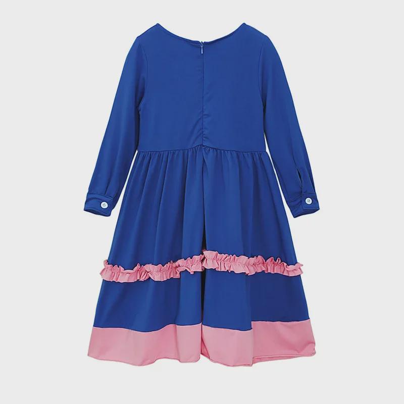 Set rochie cu mânecă lungă și batic pentru fete în stil european/american pentru primăvară/toamnă