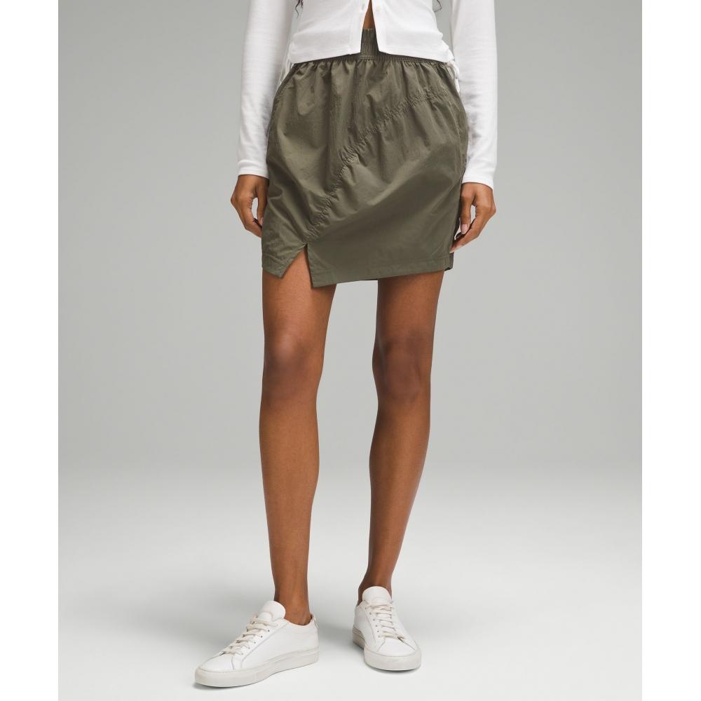 

Lululemon High Rise Ruched Mini Skirt Army Green XXXS