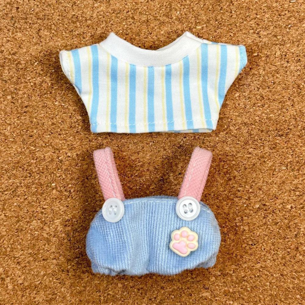 Cat Paw Pants 10cm Cotton Doll Clothes Striped T-shirt Lovely Doll Clothes Outfit Colorful Suit Doll Dress Up Set