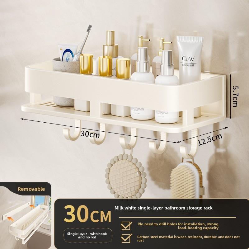 Moderne minimalistische weiße wandmontierte Badezimmerregale mit abnehmbarem Design für Duschaufbewahrung und Toiletten