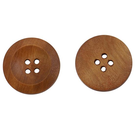 50Pcs Buttons 4 Holes Wooden Cloth Ornaments Round Decorative Button for