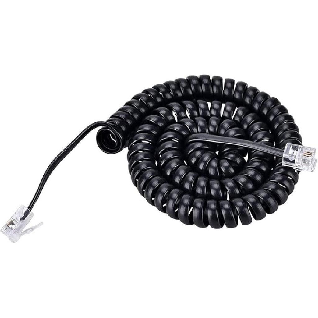 Telephone Handset Cord Modular Coiled Phone Curly Cable (15 Feet, White)