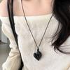 Premium Feeling Sweater Chain Black Rope Collarbone Chain fashionable Love Necklace  Women