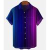 Men's Gradient Striped Short Sleeve Shirt, Loose Fit Casual Button-Down Top for Daily Commute and Vacation Wear