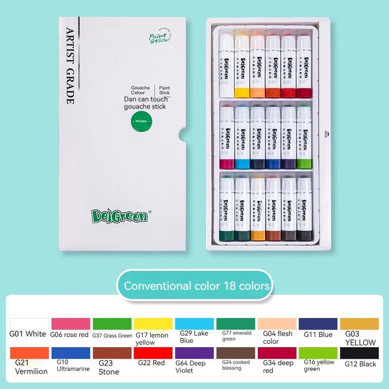 12/18/24 Cores Bastões de Tinta Guache Sólida Suave Desenho Graffiti Arte Lápis de Cor Lavável Não Tóxico para Estudantes Artistas Pintor