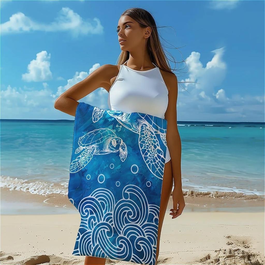 Sea Turtle lines pattern Beach Towel for Family stuffs friend Gift Quick-Dry Sand free For Bath Yoga Beach Camping Swimming GYM