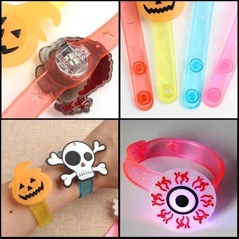 1-96PCS Halloween Glow Rings LED Light Up Pumpkin Wristband for Kids Christmas Party Decoration Holiday Accessories