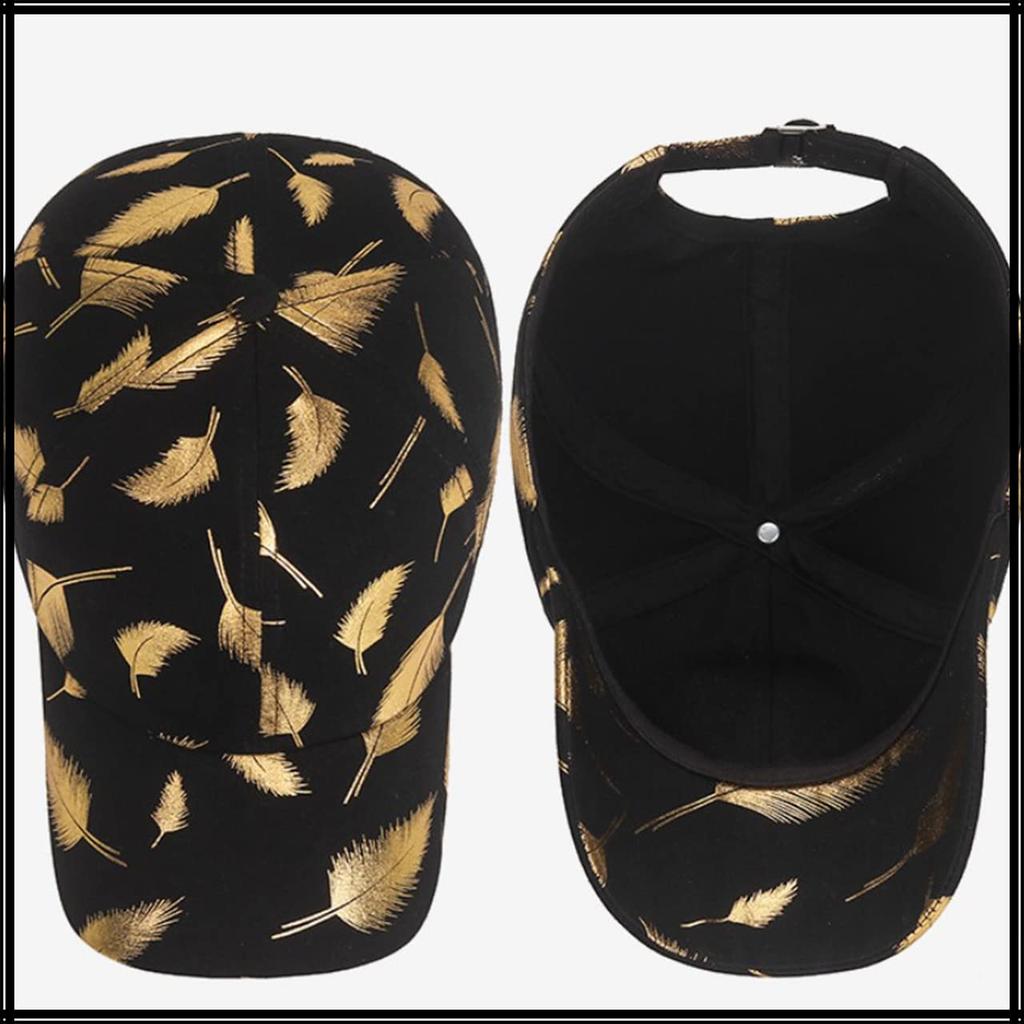 Cap with Feather CA699 [White Fang] Pattern, Sports, Running, Outdoor, Women, Men, (white)