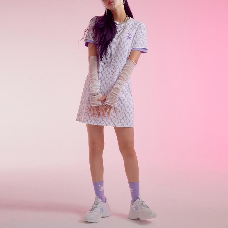 New MLB Short Sleeved Dresses Women's White 31OP04111-07W