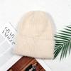 Angola rabbit fur warm solid color light board autumn and winter versatile candy color vertical stripe knitted hat women
