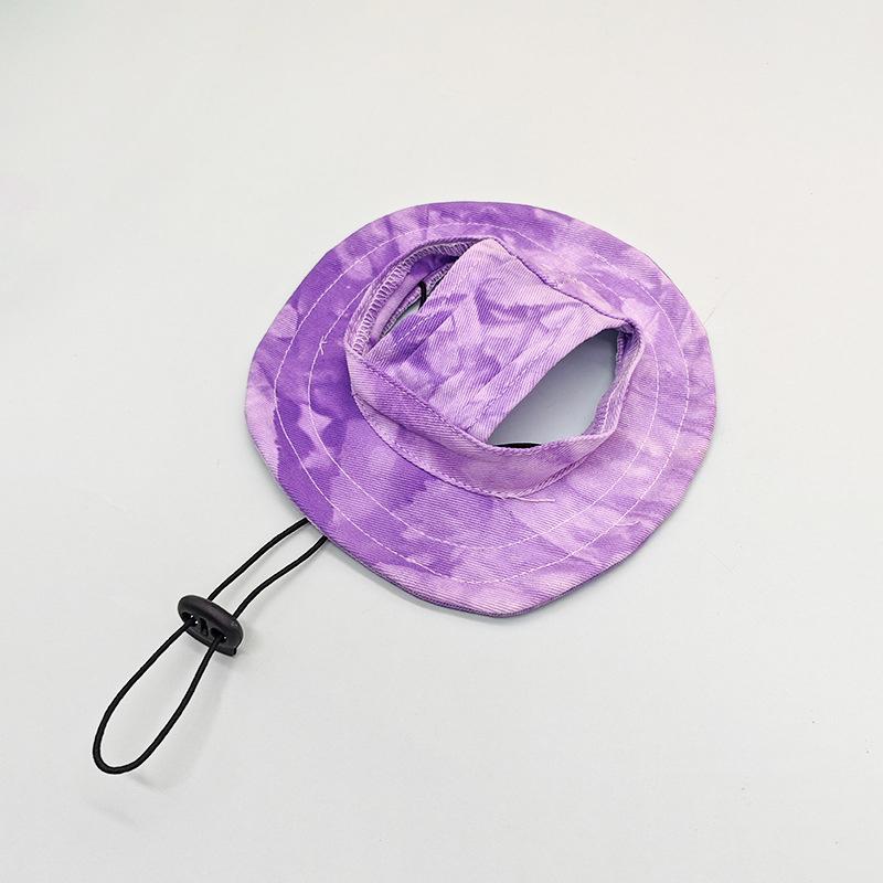 Tie Dye Pet Hat With Ear Hole Round Brim Dog Puppy Cat Sun Hat Bucket Hat Pet Decorative Accessories