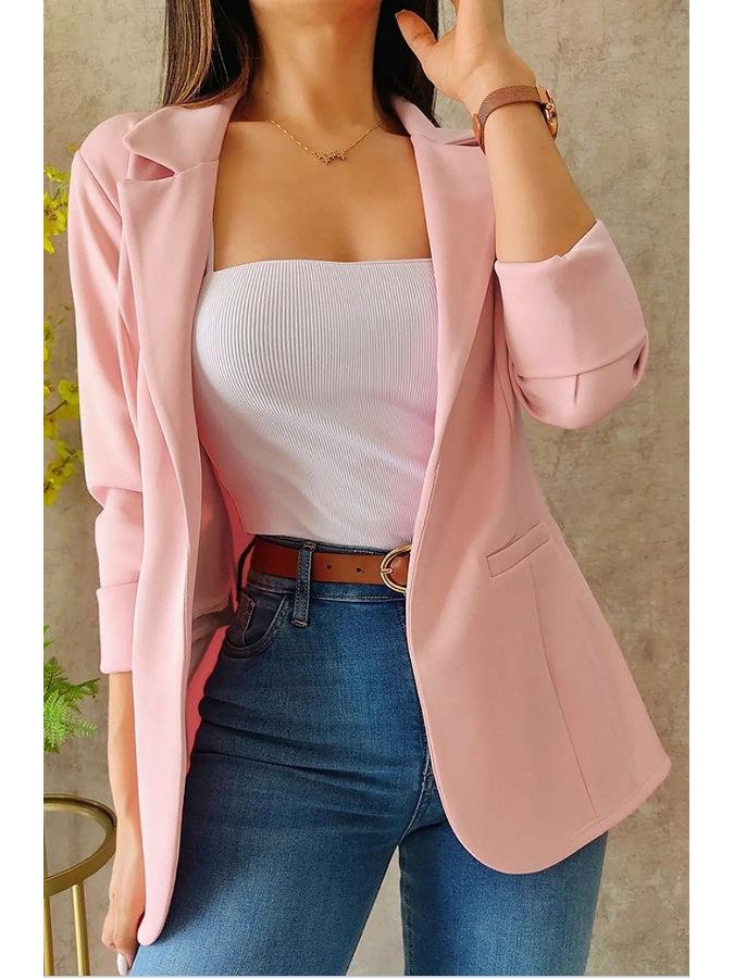 2026 Autumn Women’s Solid Color Long-Sleeved Suit Jacket - Casual & Versatile