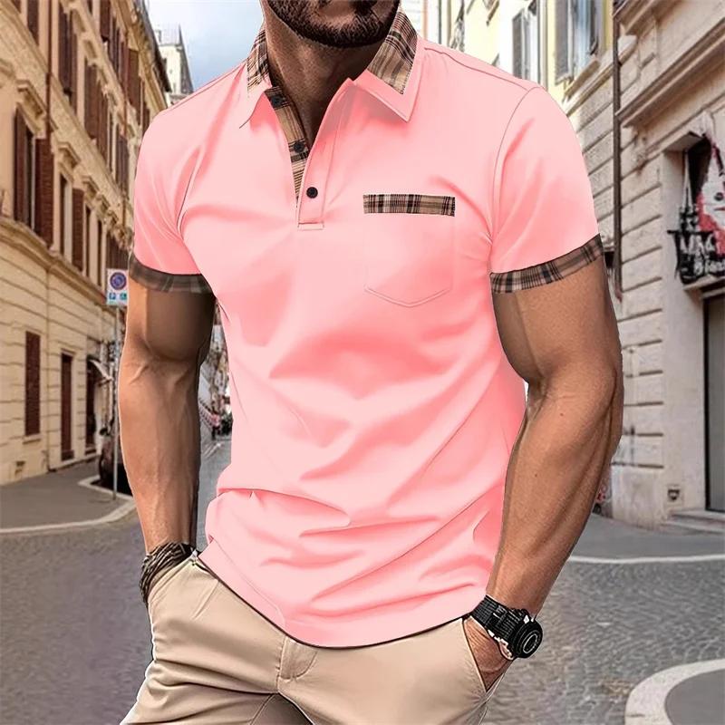 Lässiges gestreiftes Kurzarm-Polohemd, trendy und vielseitig für die tägliche Herrenmode.