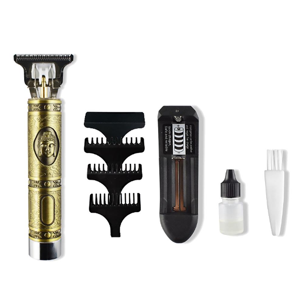 Haarschneider, Buddha geschnitzt Vintage Elektrisch Wiederaufladbar Haarschnitt Haartrimmer Schermaschine Set