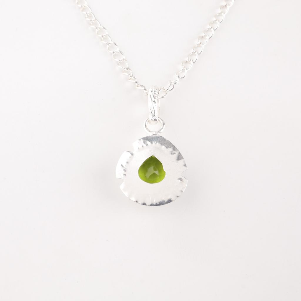 Natural Peridot Gemstone 925 Sterling Silver Jewelry Handmade Cute Pendant 1.15" PP-8-5