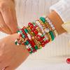 12pcs Christmas Bracelet Set Colorful Soft Clay Crystal Beads Santa Claus Tree Pendant Bangle Party Jewelry Xmas Gifts for Girls