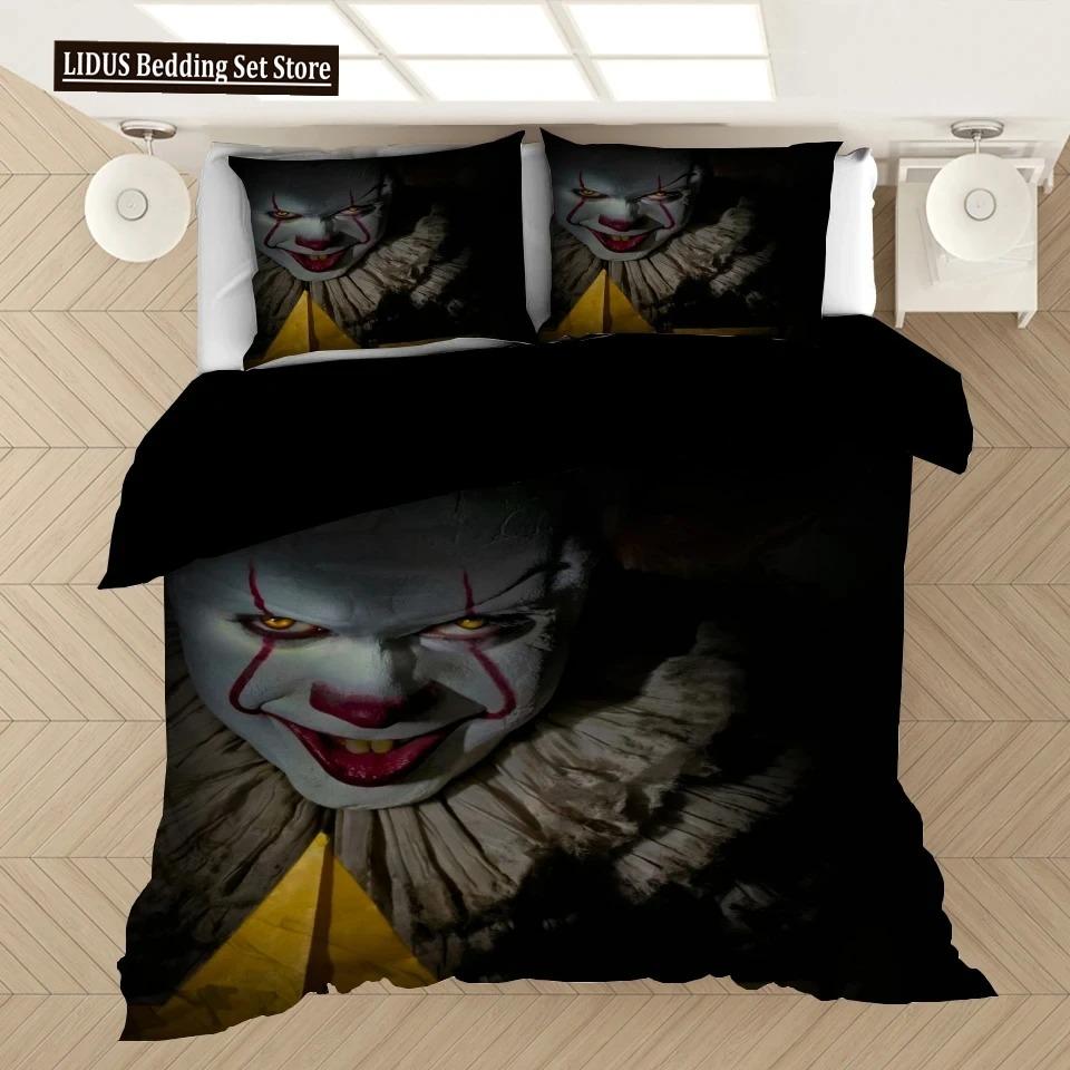 Pennywise-IT Bedding Set Duvet Covers Horror Movie Clown Series Comforter Bedding Sets Bedclothes Bed Linen(NO Sheet) AYR