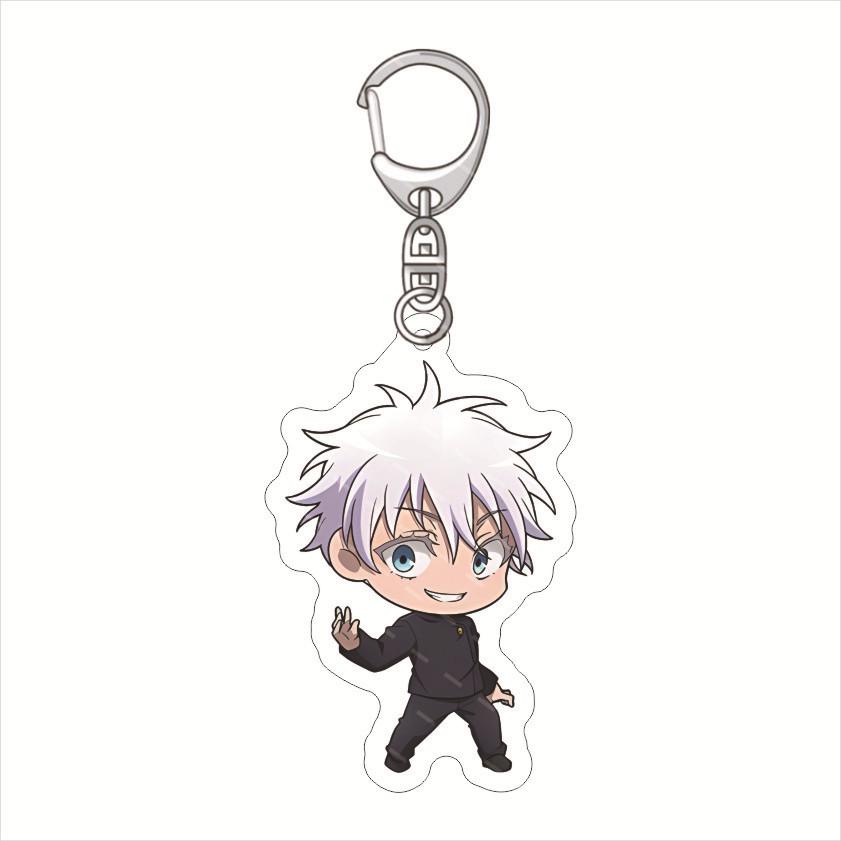 Anime Jujutsu Kaisen Schlüsselanhänger Anhänger Autoschlüsselanhänger Q Edition Satoru Gojo Schlüsselring Handy-Tasche Hängendes Geschenk EDC Schlüsselring
