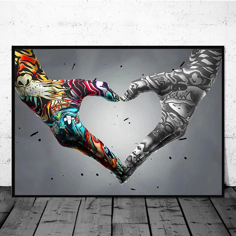 

Street Graffiti Abstract Wall Art Poster Sneakers Gestures Love Hearts Lips Pop Mural Modern Home Decor Canvas Pictures Prints 20x30cm