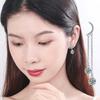 New Fashion Star&Moon Asymmetry Round Rhinestone Drop Earrings Women 925 Silver Jewelry Zircon Long Pendant Ear Stud