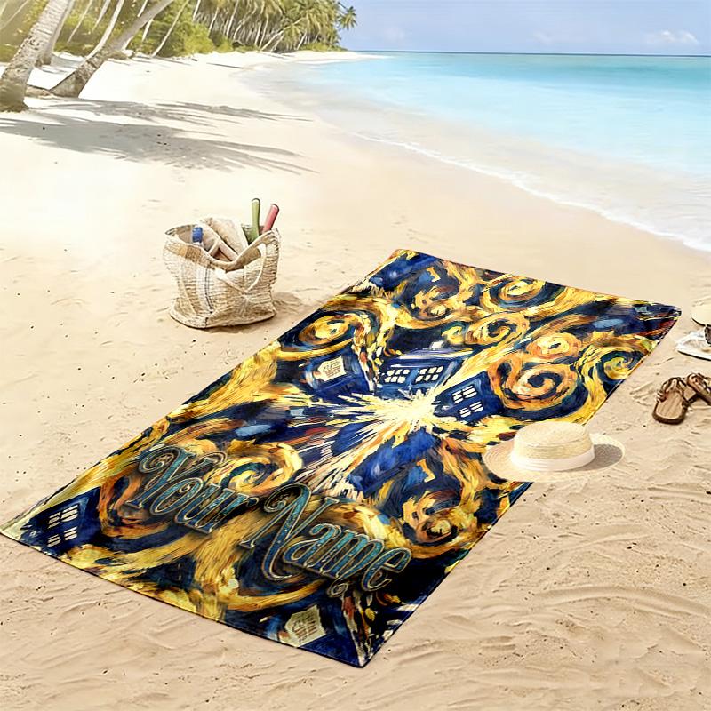 Custom Name Doctor Who Print Beach Towel, Large Soft Quick Dry Towel for Beach Camping Swimming -HE44