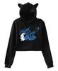 2023 Cartoon Anime Cat Ear Girls' Cropped Hoodie