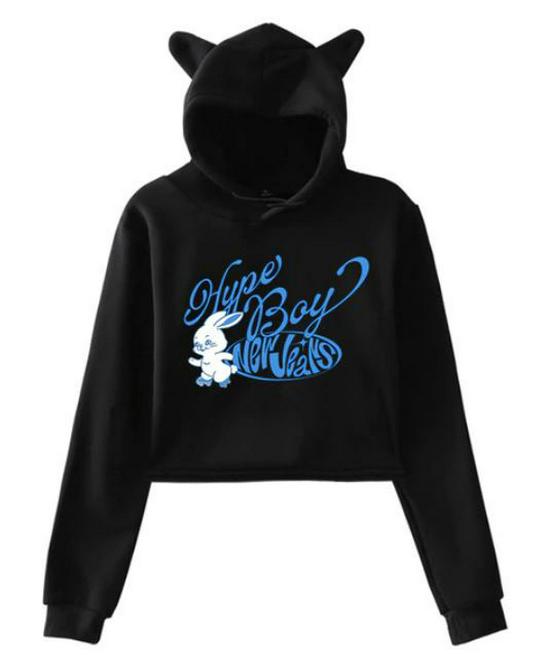 2023 Cartoon Anime Cat Ear Girls' Cropped Hoodie