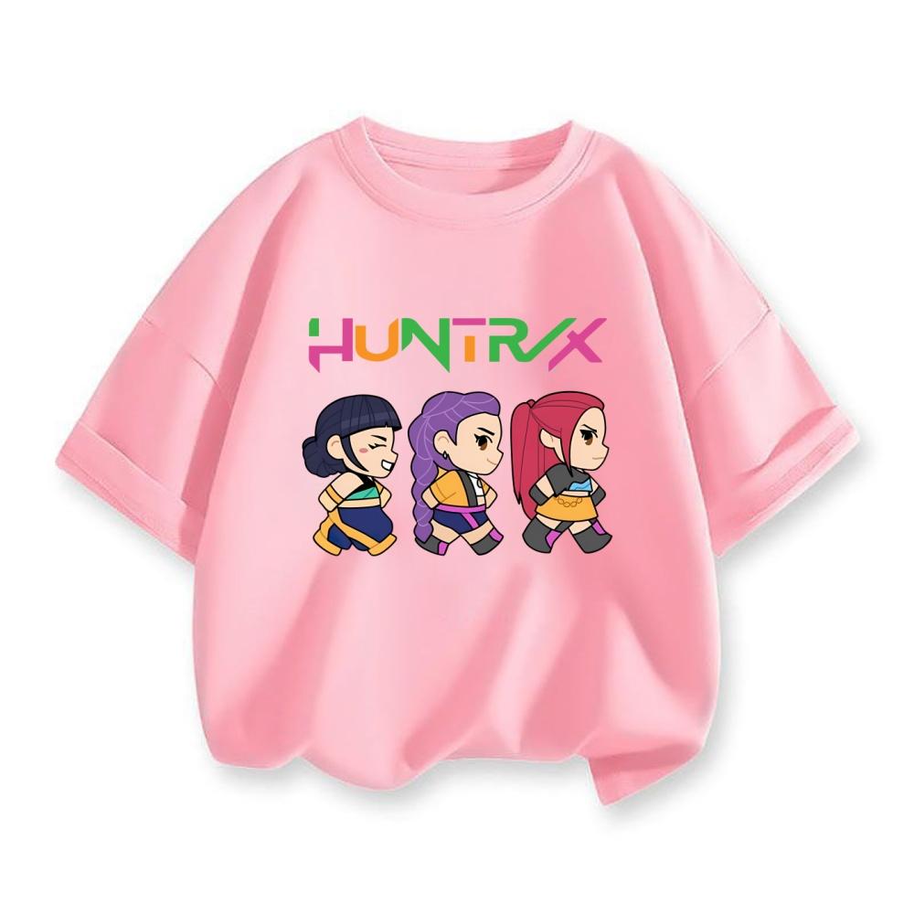 

Demon Hunter Cotton Printed Fashion Casual Round Neck Cartoon Girl T-shirt 160 рожевий