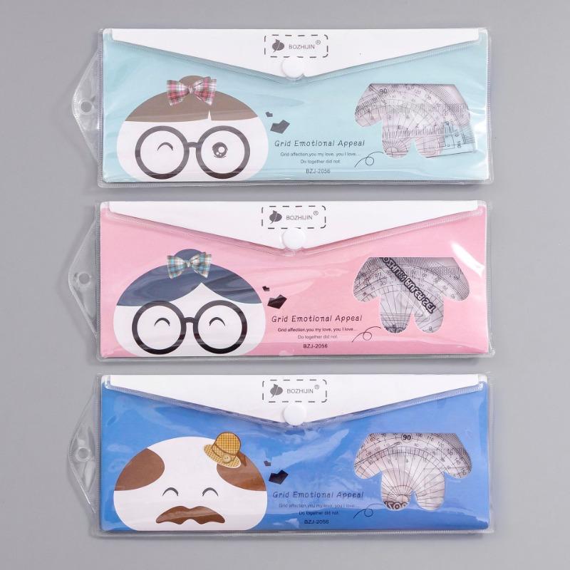 Simple Transparent Four Piece Ruler Set For Student Learning Stationery Supplies