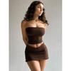 Sexy Strapless and Hip Hugging Skirt Set Sexy Tube Top Bodycon Dress Suit