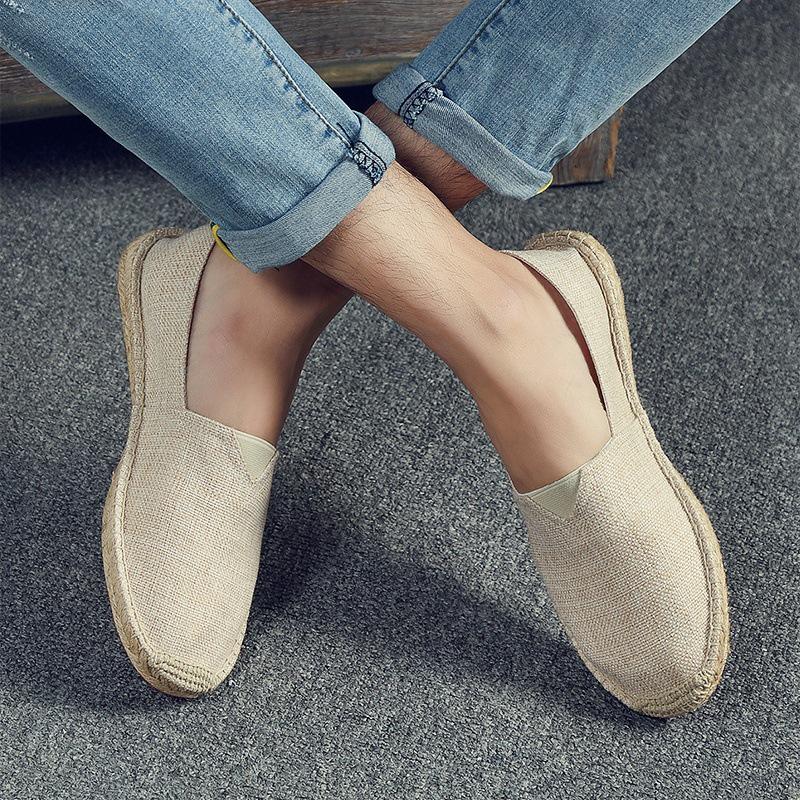 Scarpe da Uomo e da Donna in Tela e Lino Resistenti all'Usura: Scarpe da passeggio slip-on traspiranti, fatte a mano, casual