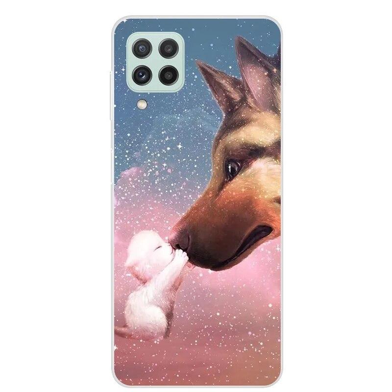 

Чехол для Samsung A22, силиконовый мягкий чехол для телефона с волком и львом с цветочным принтом на Samsung Galaxy A22 5G 4G GalaxyA22 A 22, прозрачный чехол из ТПУ Samsung A22 5G