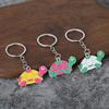 2Pcs Keychain Pendant, Metal Key Ring with Chain Design, Cartoon Turtle Shape Enamel Key Chain, Lightweight School Bag Charm