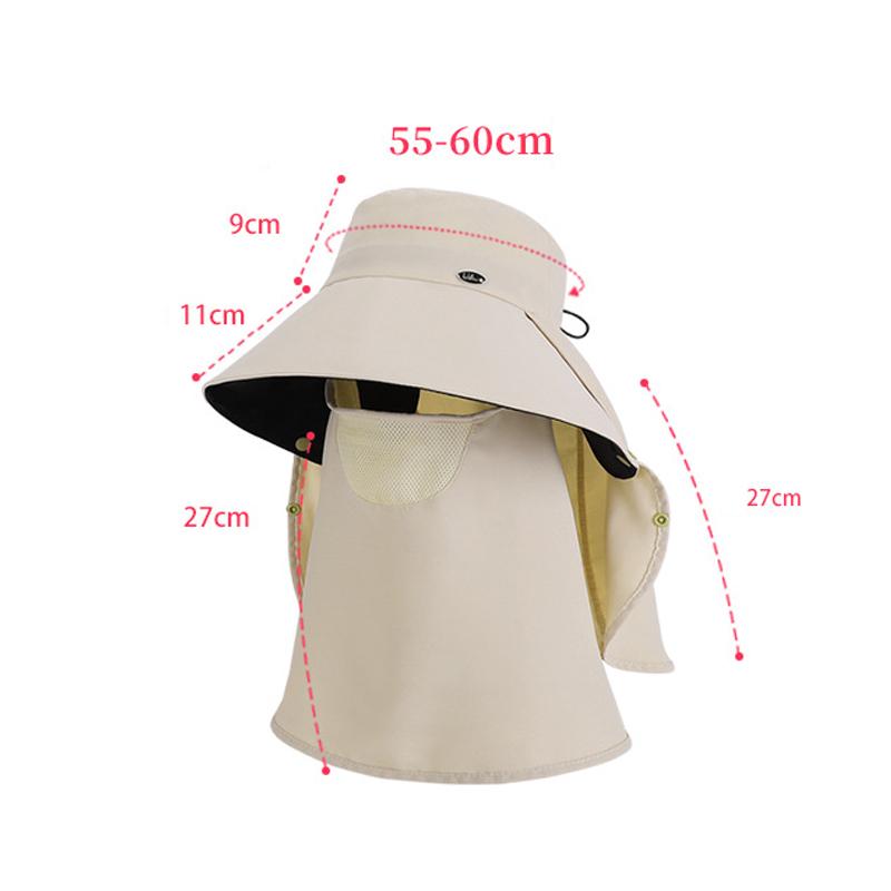 Spring Summer Sun Hat Women's Outdoor Cycling Shawl Neck Protection Sunscreen Removable Mask Large Brim Fisherman Hat