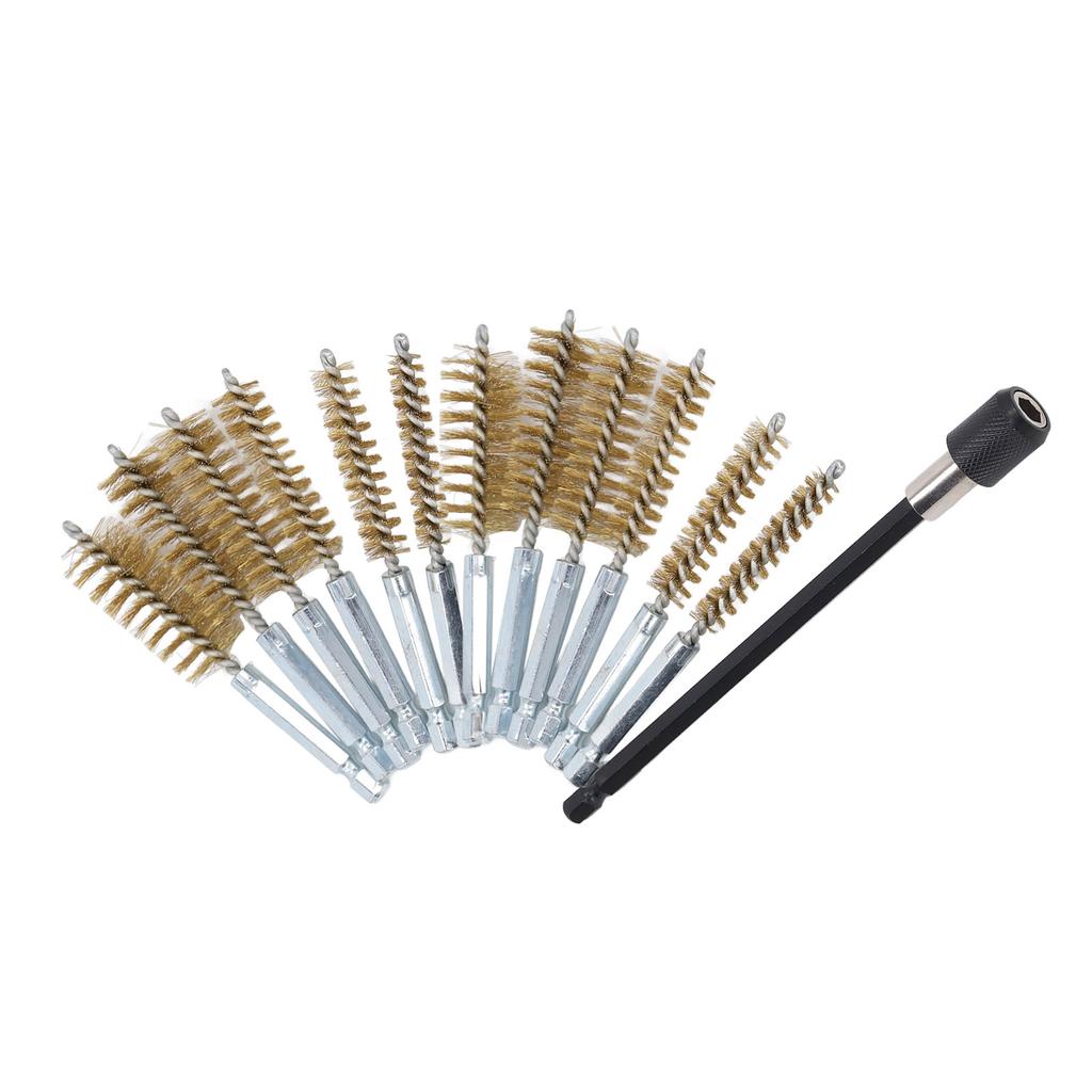 13 Pcs Bore Brush Set 8mm 10mm 12mm 15mm 17mm 19mm Diameter 1 4in Shank Drill Cleaning Brushes with 15cm Extension Rod