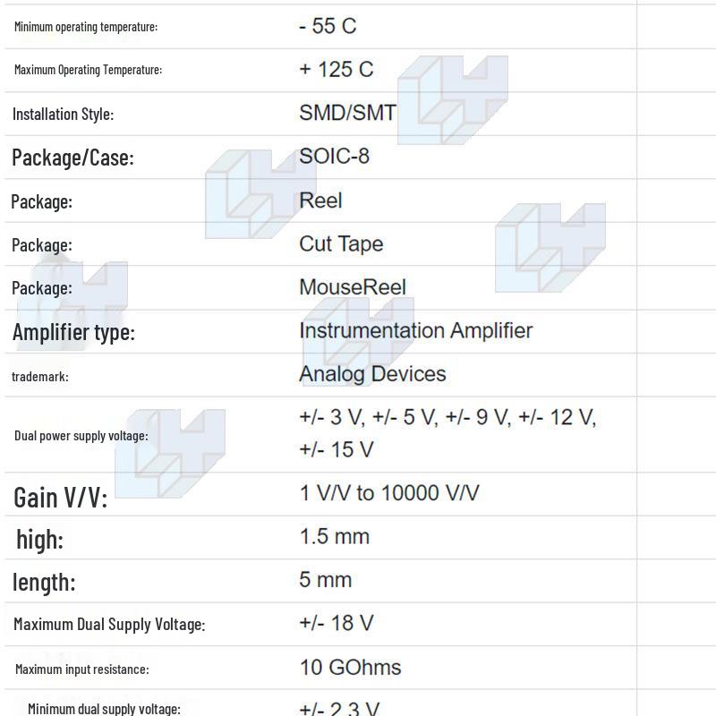 AD620ARZ-REEL7 SOIC-8 Low-Power Instrumentation Amplifier