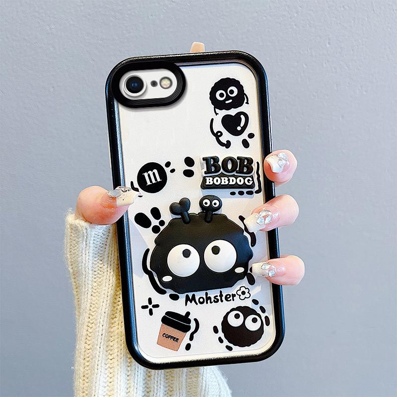 KEYSION Shockproof Case for iPhone SE 2020 2022 with Lanyard Soft Silicone Cute 3D Cartoon Doll Phone Cover for iPhone 8 7 6s Plus