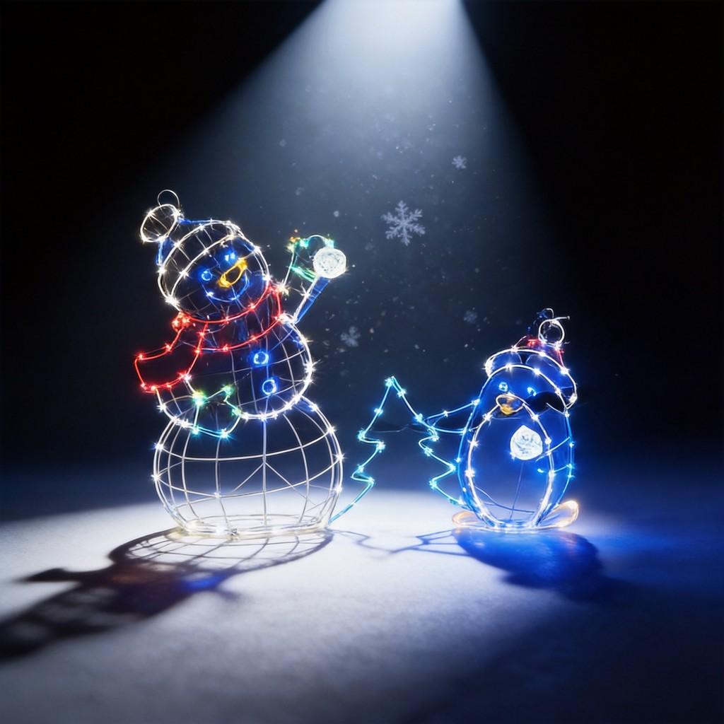 Christmas Snowman Metal Garden Decor With Lights For Holiday Festivities