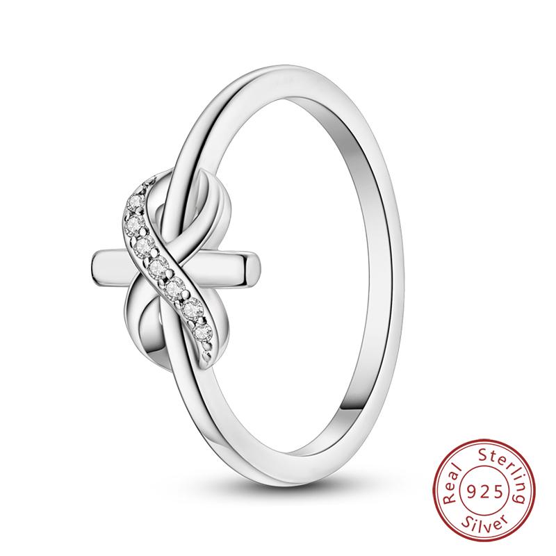 925 Silver Heart Shaped Infinite Minimalist Rings Hollow Celtic Knot Rings For Women Elegant Engagement Wedding Jewelry