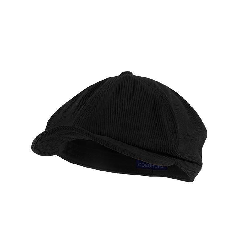 Japanese Street Corduroy Forward Hat Women'S Season Tide Brand Solid Color Versatile Beret Men'S Retro Painter Hat