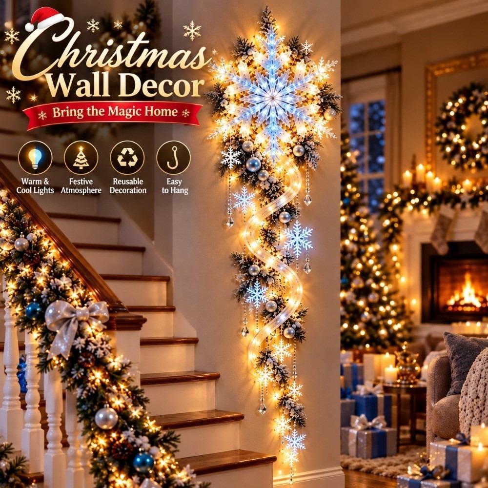 Lightweight Giant Snowflake Light Holiday Window Decorative Light Christmas Wall Window Entryway