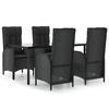 VidaXL Garden Dining Furniture and Cushions 5pcs Black Wicker 3185191