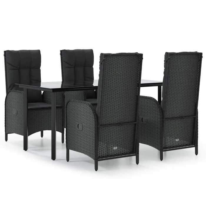 VidaXL Garden Dining Furniture and Cushions 5pcs Black Wicker 3185191