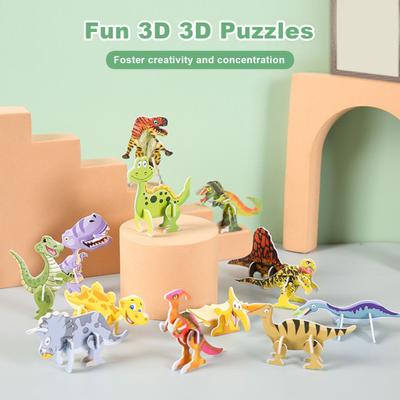 100 Stück/Set Kinder 3D Puzzle Spielzeug Zahl Tier Dinosaurier Flugzeug Panzer Kreisel Kognition 3D Puzzle Montage Lernspiel Set Kleinkinder